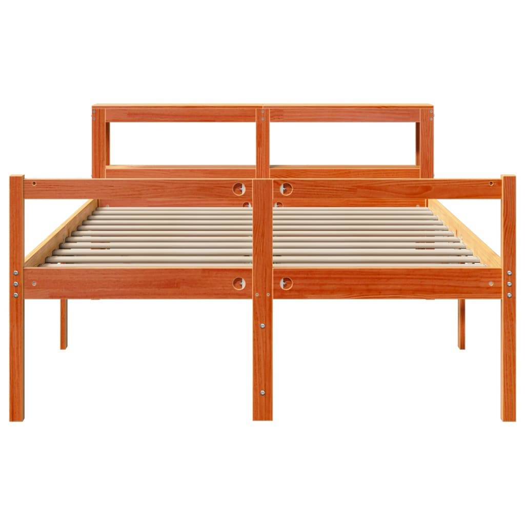 vidaXL Bettgestell mit Kopfteil ohne Matratze Wachsbraun 150x200 cm