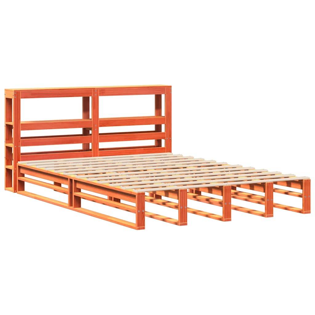 vidaXL Massivholzbett ohne Matratze Wachsbraun 135x190 cm Kiefernholz