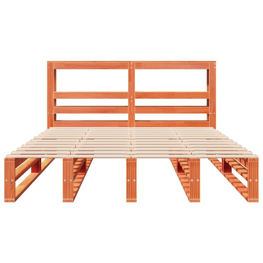 vidaXL Massivholzbett ohne Matratze Wachsbraun 135x190 cm Kiefernholz