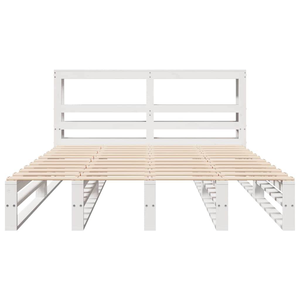 vidaXL Massivholzbett ohne Matratze Weiß 120x200 cm Kiefernholz