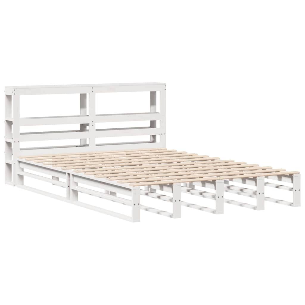 vidaXL Massivholzbett ohne Matratze Weiß 120x200 cm Kiefernholz