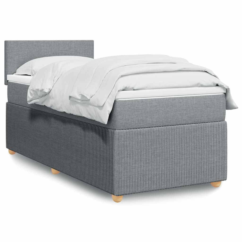 vidaXL Boxspringbett mit Matratze Hellgrau 100x200 cm Stoff