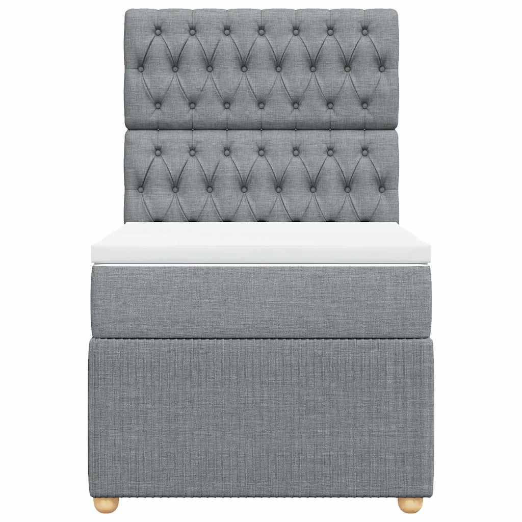 vidaXL Boxspringbett mit Matratze Hellgrau 90x200 cm Stoff