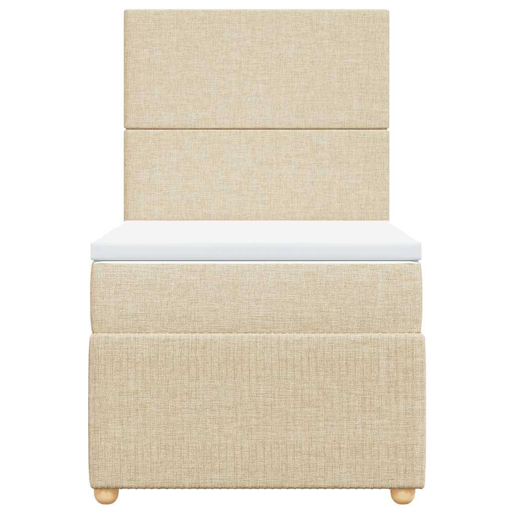 vidaXL Boxspringbett mit Matratze Creme 100x200 cm Stoff