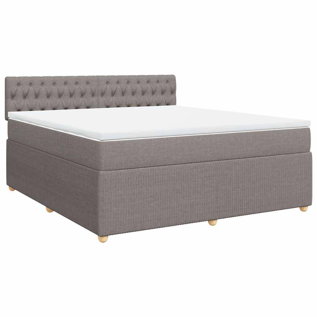 vidaXL Boxspringbett mit Matratze Taupe 180x200 cm Stoff