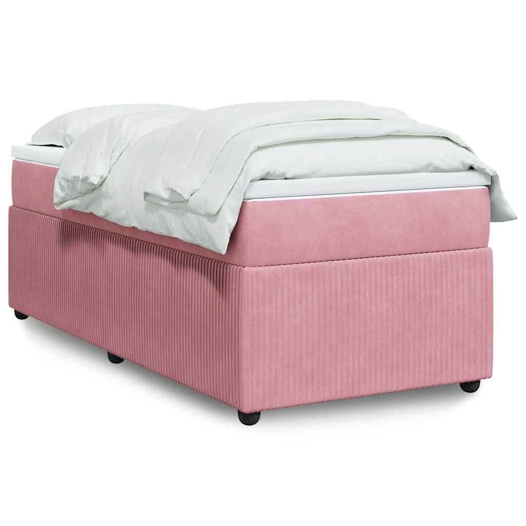 vidaXL Boxspringbett mit Matratze Rosa 90x190 cm Samt