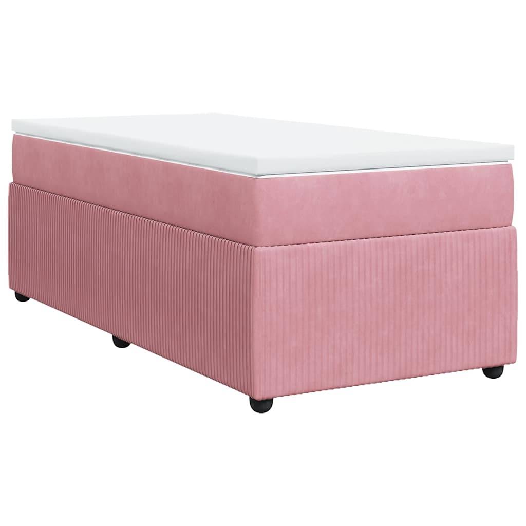 vidaXL Boxspringbett mit Matratze Rosa 90x190 cm Samt