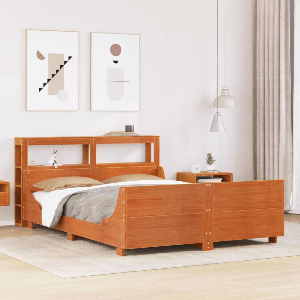 vidaXL Massivholzbett ohne Matratze Wachsbraun 150x200 cm Kiefernholz