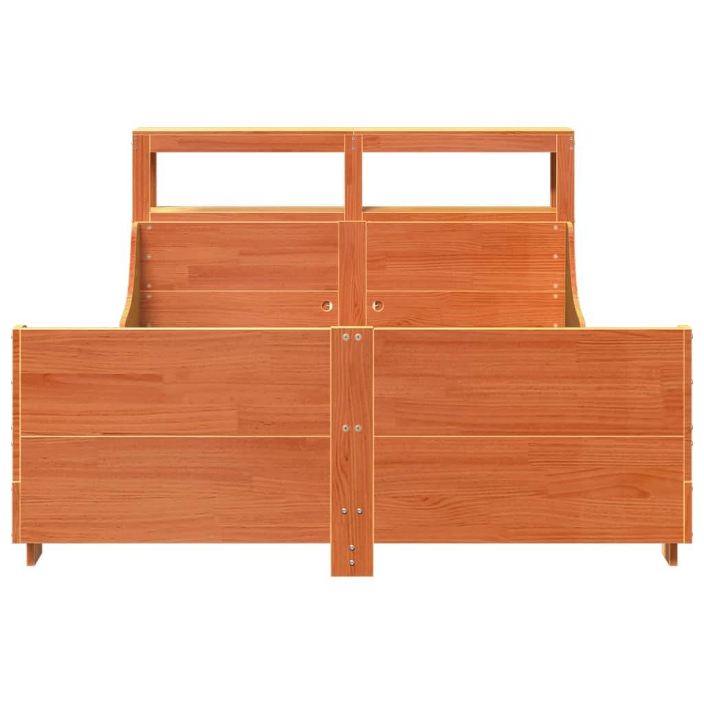 vidaXL Massivholzbett ohne Matratze Wachsbraun 150x200 cm Kiefernholz