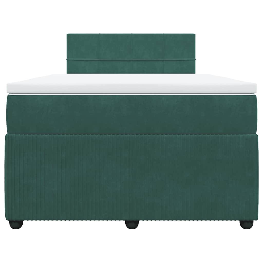 vidaXL Boxspringbett mit Matratze Dunkelgrün 120x190 cm Samt