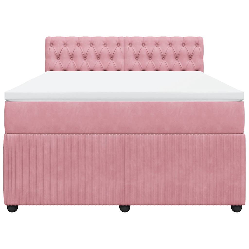 vidaXL Boxspringbett mit Matratze Rosa 140x190 cm Samt