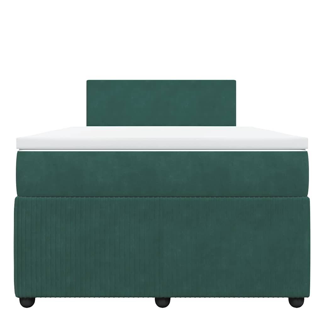 vidaXL Boxspringbett mit Matratze Dunkelgrün 120x200 cm Samt