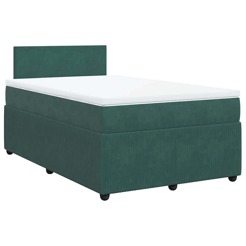vidaXL Boxspringbett mit Matratze Dunkelgrün 120x200 cm Samt