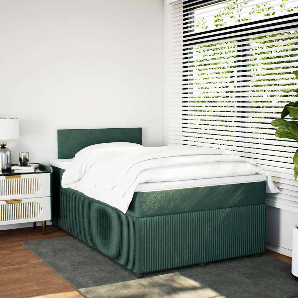vidaXL Boxspringbett mit Matratze Dunkelgrün 120x200 cm Samt