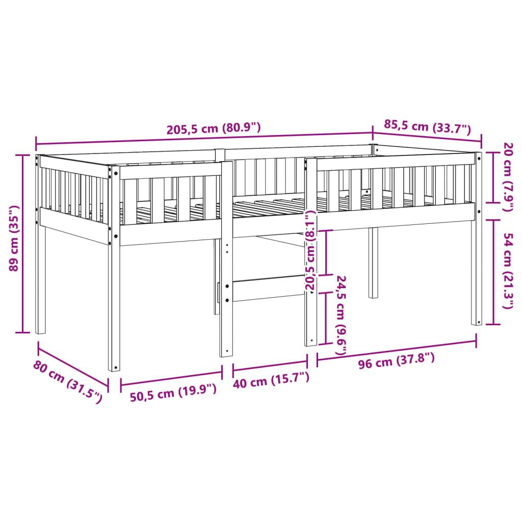 vidaXL Kinderbett ohne Matratze 80x200 cm Massivholz Kiefer