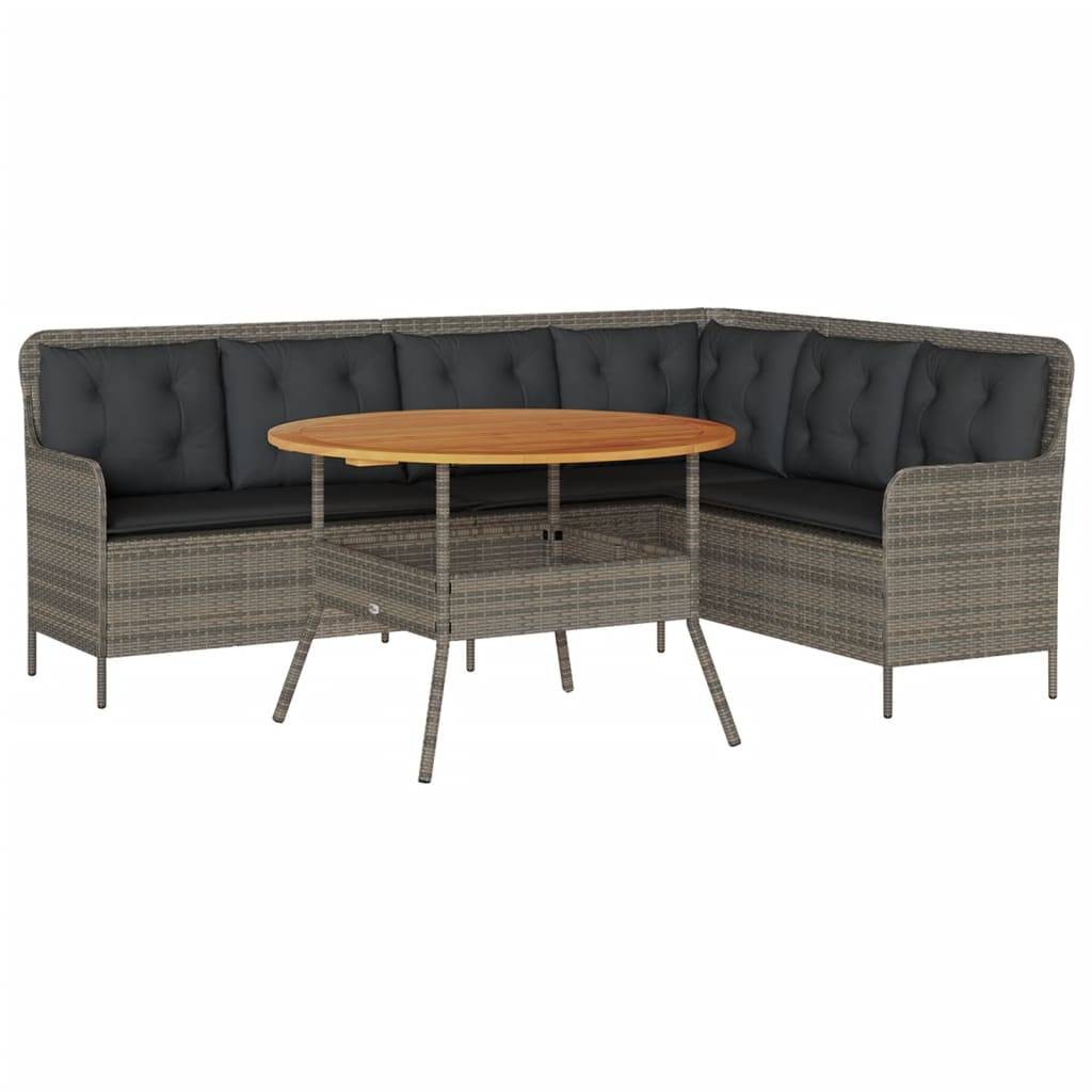 vidaXL 2-tlg. Garten-Sofagarnitur mit Auflagen Poly Rattan Grau