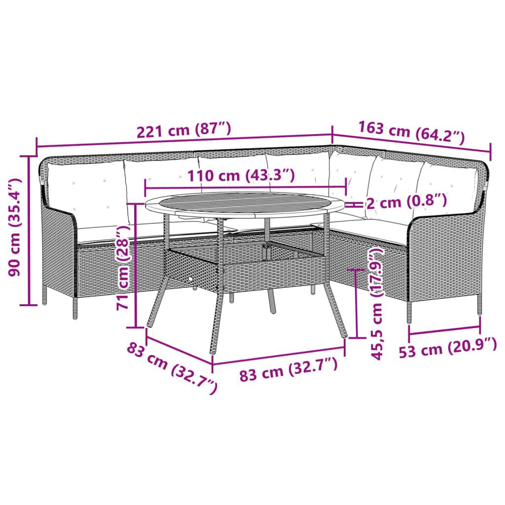 vidaXL 2-tlg. Garten-Sofagarnitur mit Auflagen Poly Rattan Grau