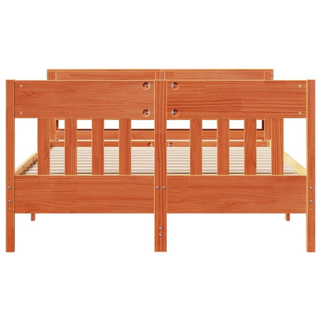 vidaXL Massivholzbett ohne Matratze Wachsbraun 120x190 cm Kiefernholz