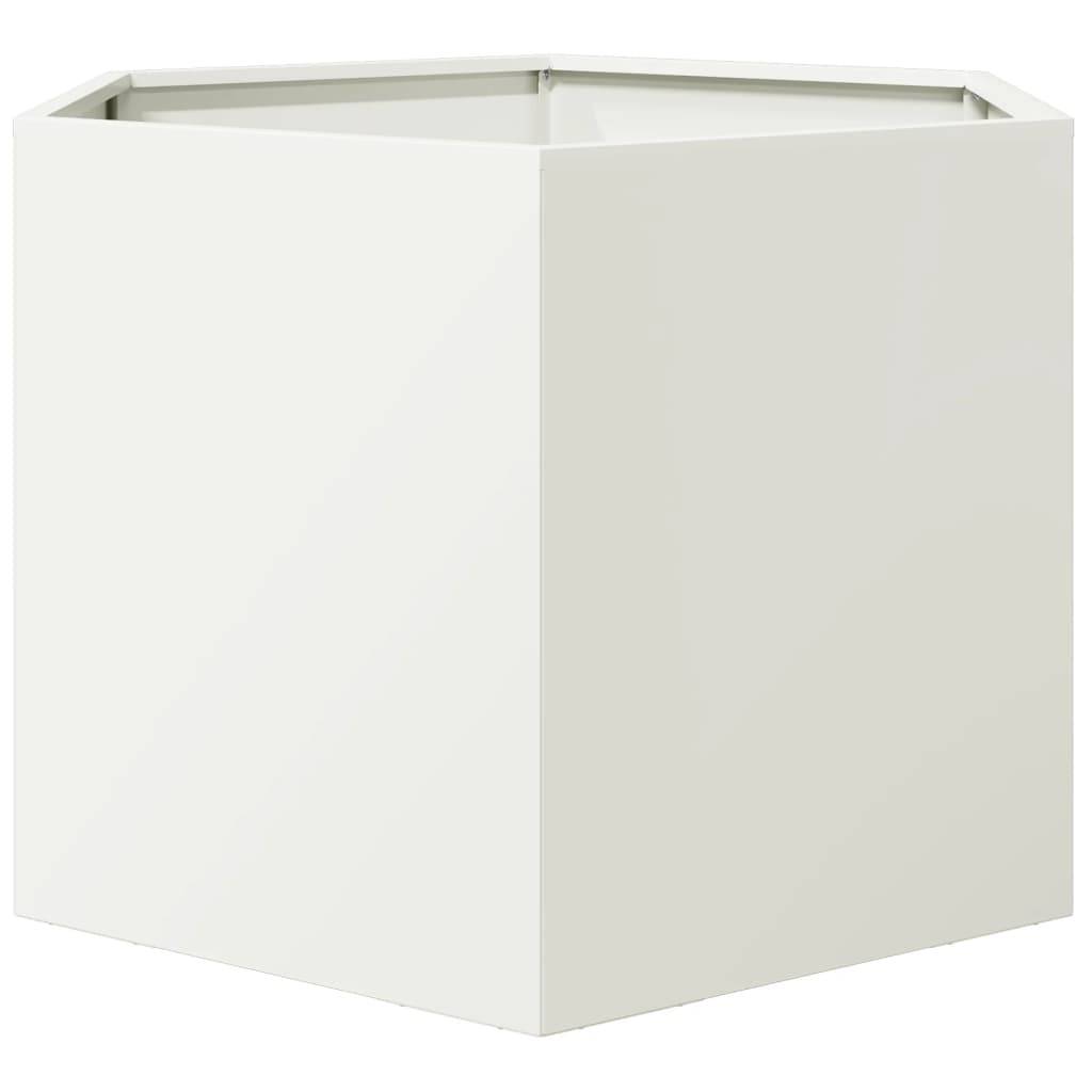 vidaXL Pflanzkübel Weiß Sechseckig 69x60x45 Stahl