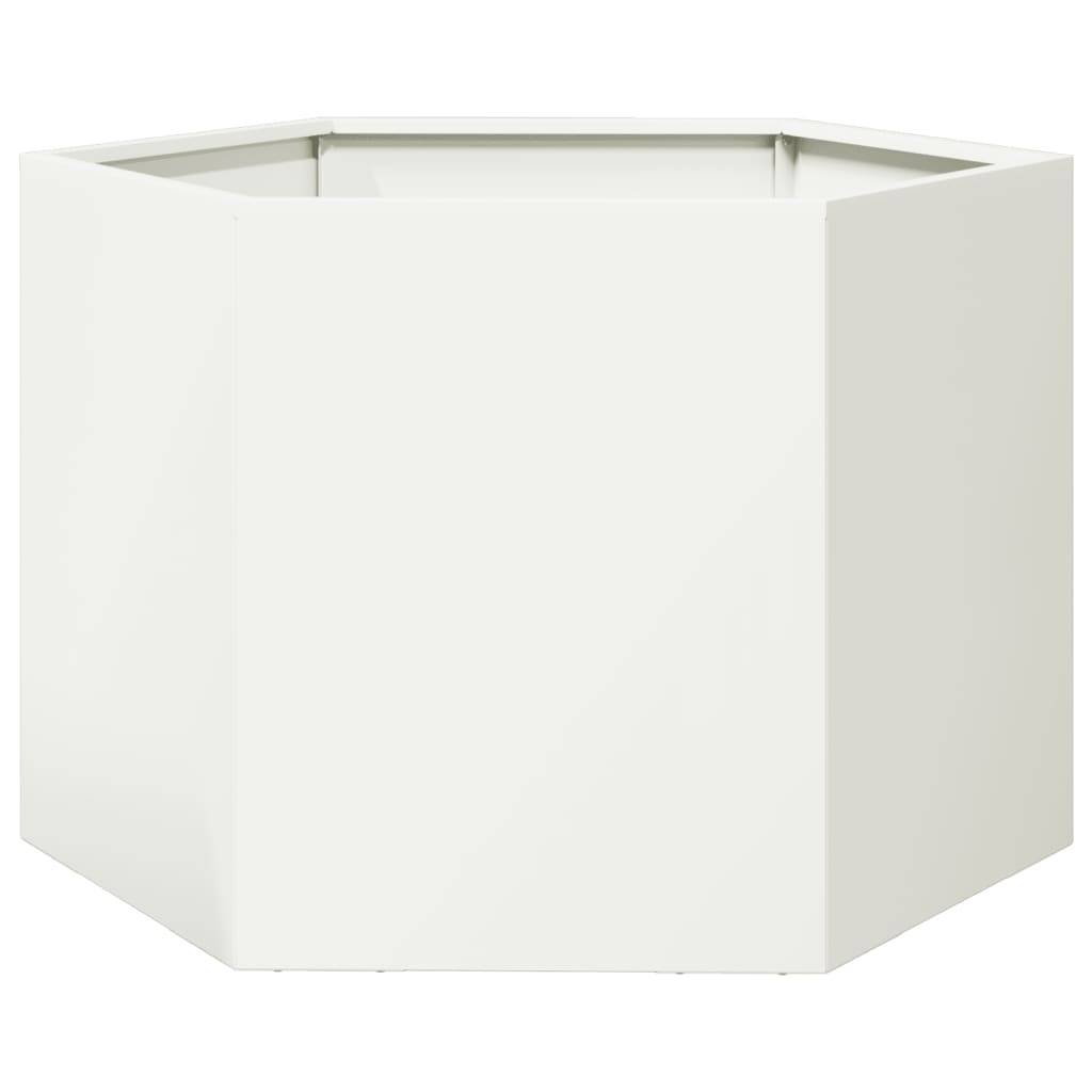 vidaXL Pflanzkübel Weiß Sechseckig 69x60x45 Stahl