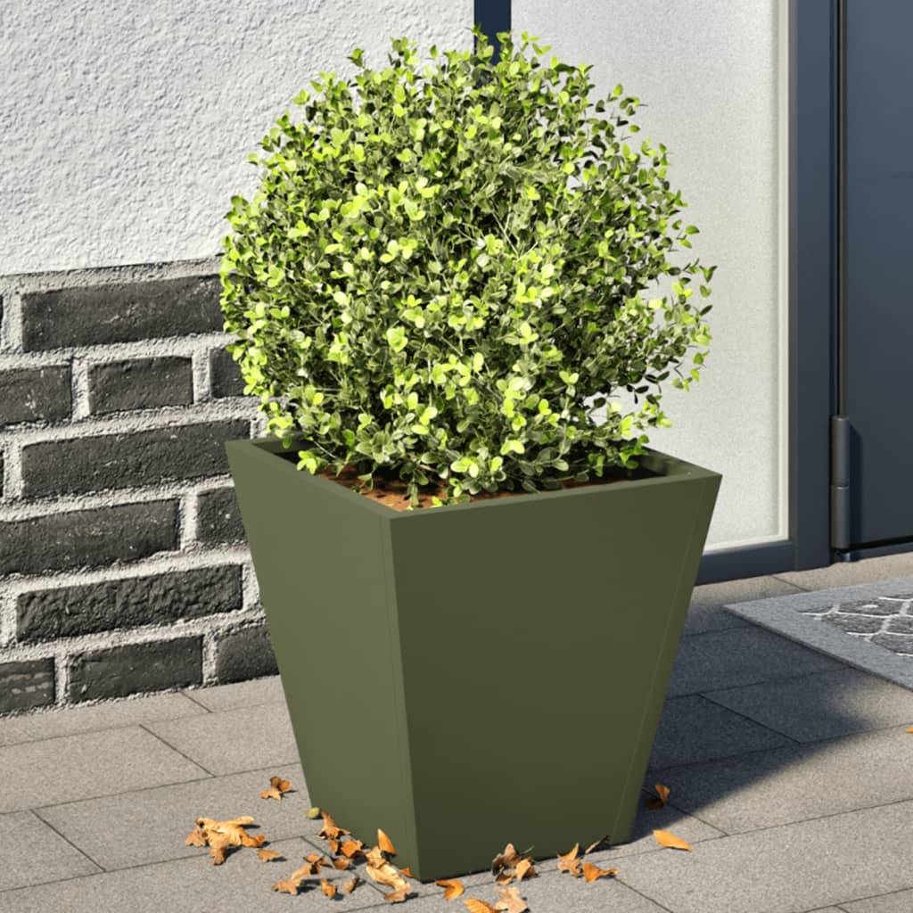 vidaXL Pflanzkübel 2 Stk. Olivgrün 30x30x30 Stahl