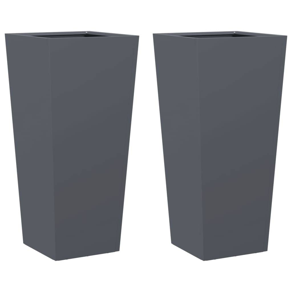 vidaXL Pflanzkübel 2 Stk. Anthrazit 35x35x75 cm Stahl