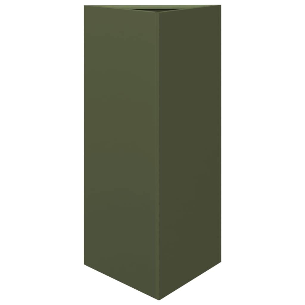 vidaXL Pflanzkübel Olivgrün Dreieckig 40x34,5x70 cm Stahl