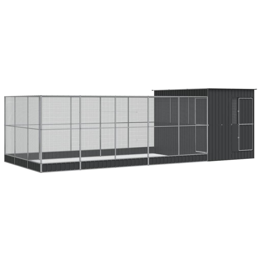 vidaXL Voliere mit Erweiterung Silbern 704x303x216 cm Stahl