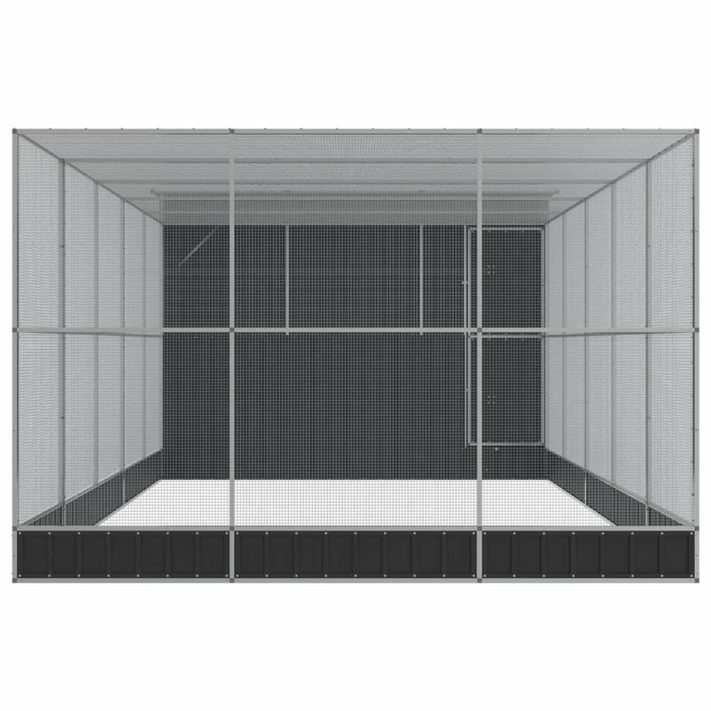 vidaXL Voliere mit Erweiterung Silbern 704x303x216 cm Stahl