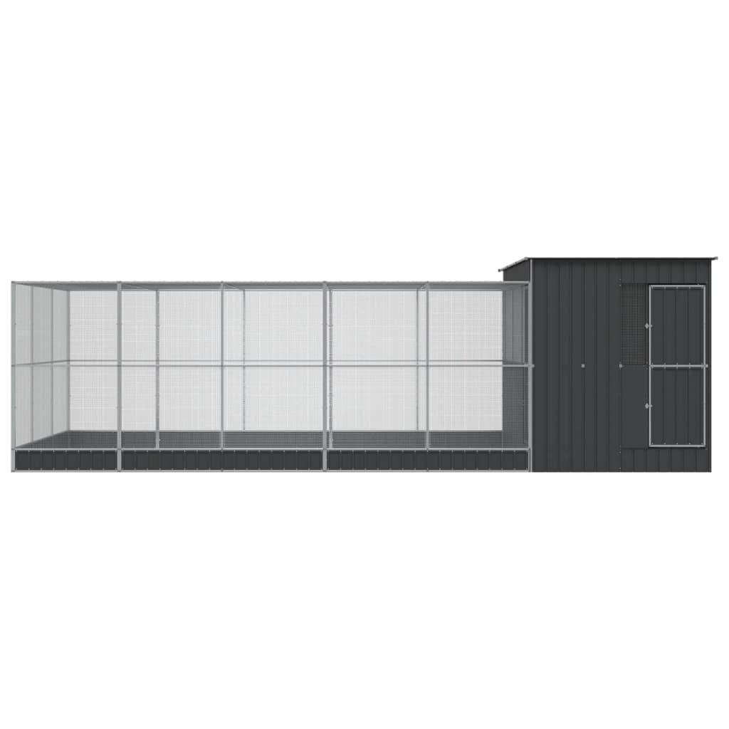 vidaXL Voliere mit Erweiterung Silbern 704x303x216 cm Stahl