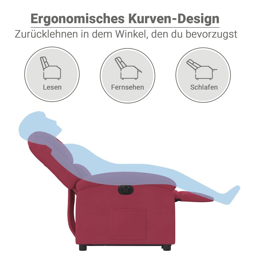 vidaXL Relaxsessel mit Aufstehhilfe Elektrisch Weinrot Samt