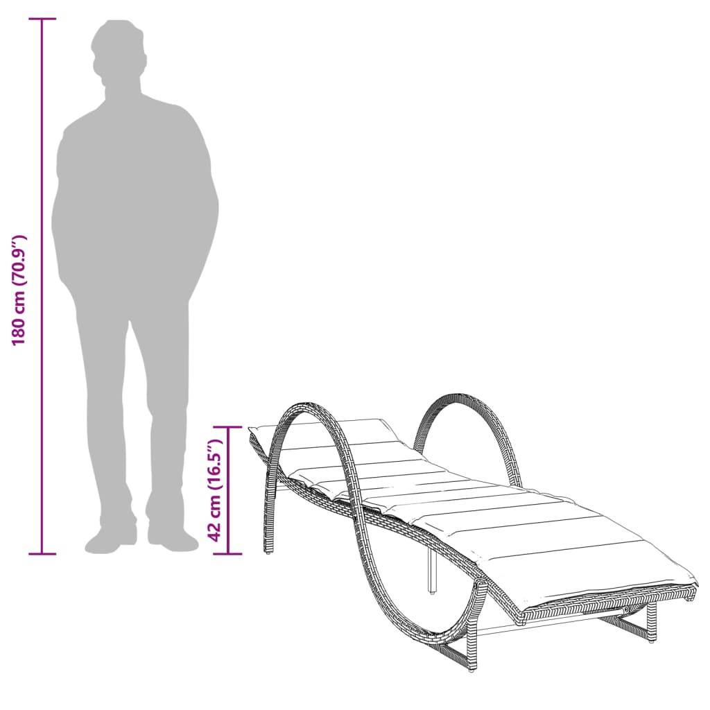 vidaXL Sonnenliegen 2 Stk. mit Tisch Hellgrau Poly Rattan