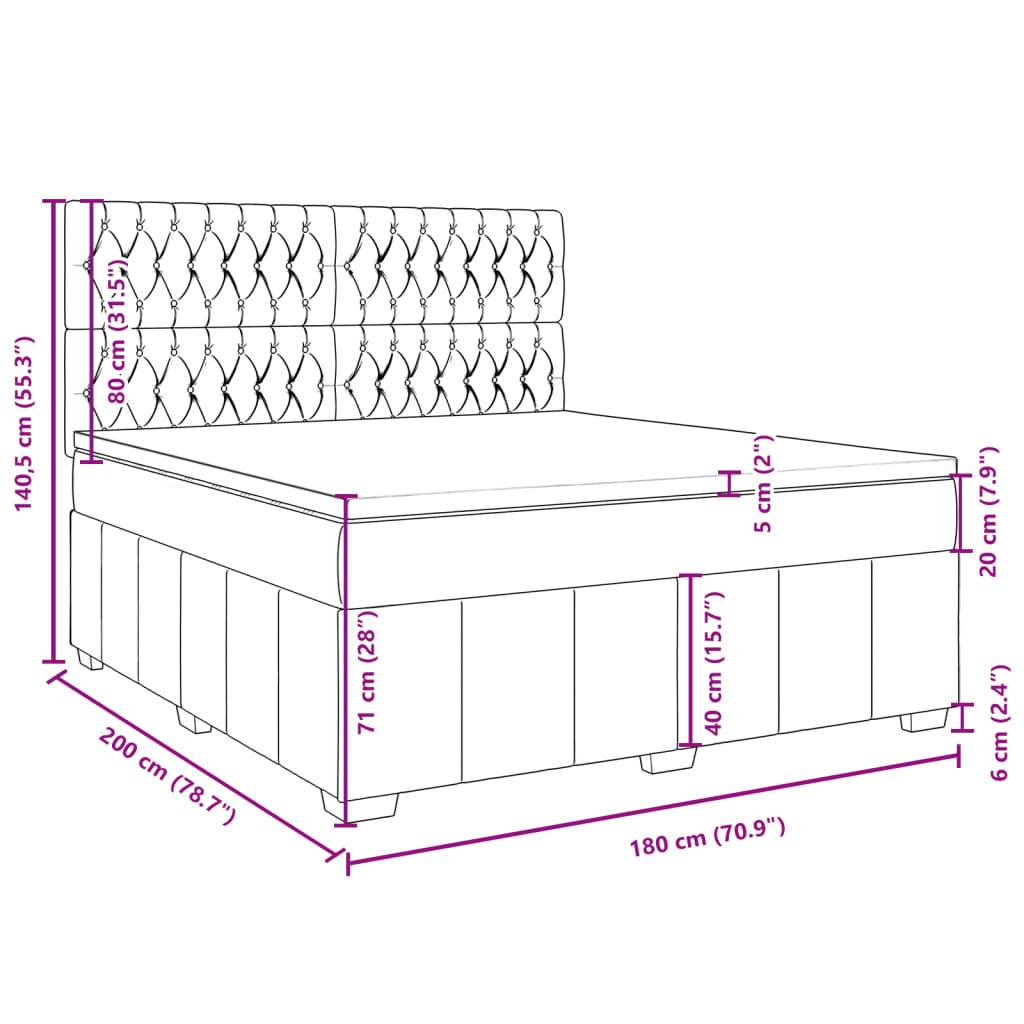 vidaXL Boxspringbett mit Matratze Creme 180x200 cm Stoff