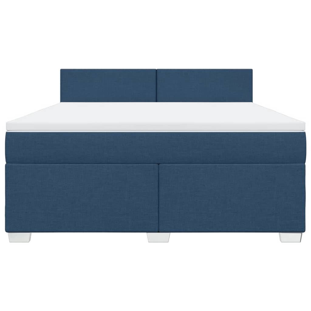 vidaXL Boxspringbett mit Matratze Blau 180x200 cm Stoff