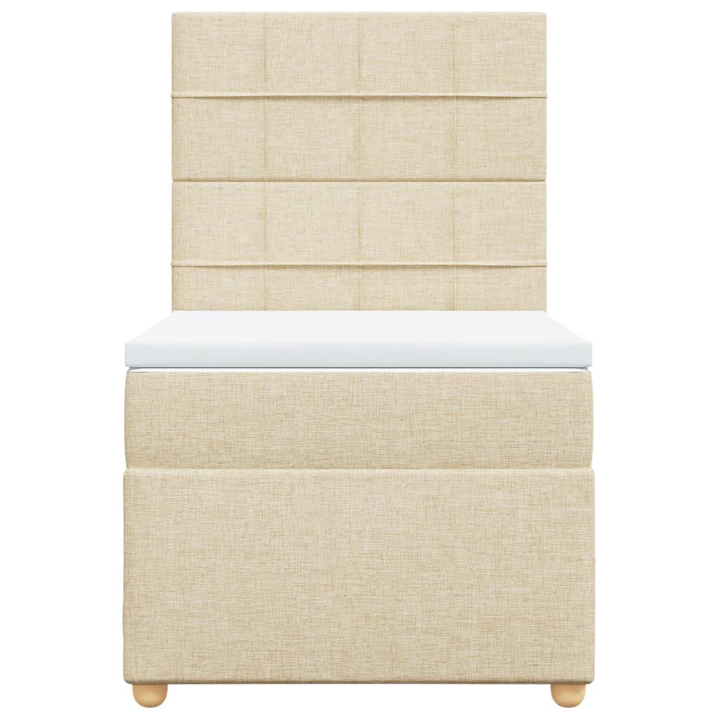 vidaXL Boxspringbett mit Matratze Creme 90x200 cm Stoff