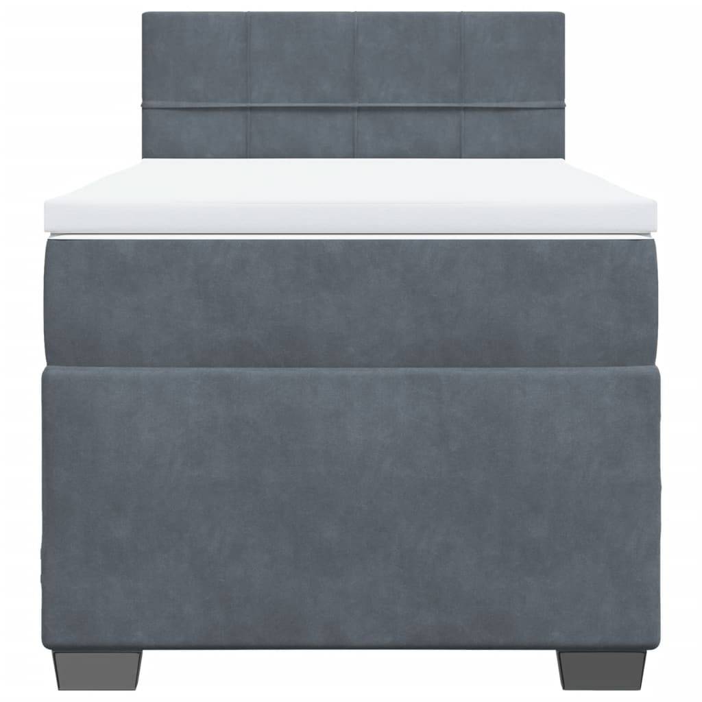 vidaXL Boxspringbett mit Matratze Dunkelgrau 90x200 cm Samt