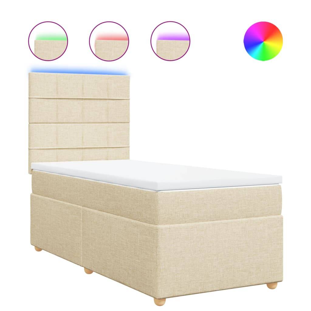 vidaXL Boxspringbett mit Matratze Creme 90x200 cm Stoff