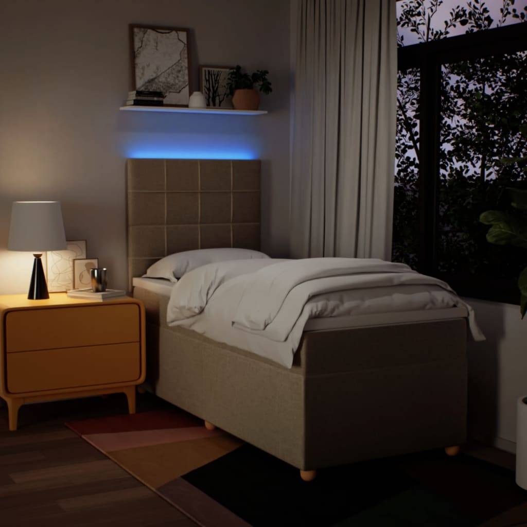 vidaXL Boxspringbett mit Matratze Creme 90x200 cm Stoff