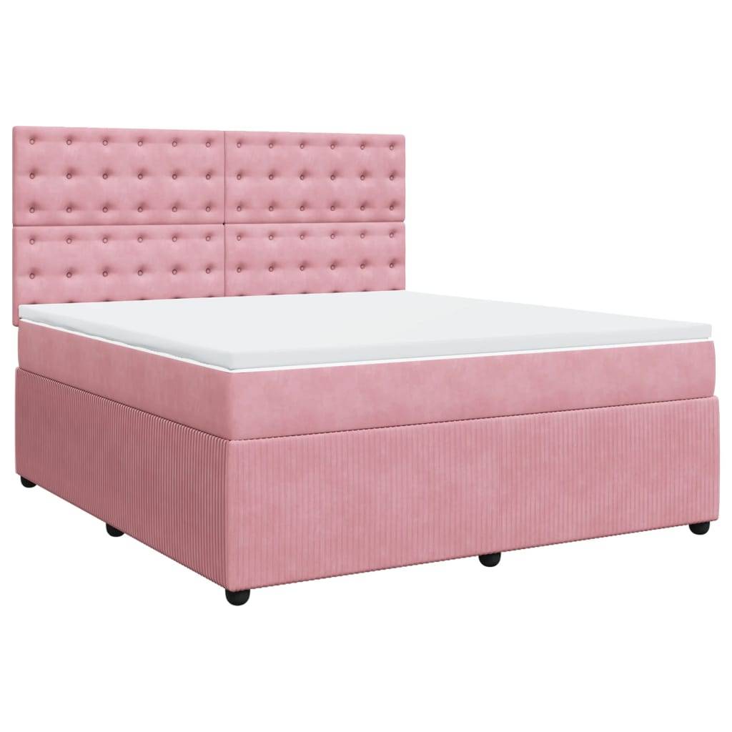 vidaXL Boxspringbett mit Matratze Rosa 180x200 cm Samt