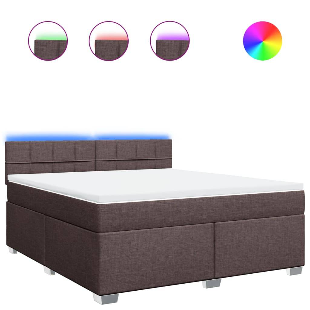 vidaXL Boxspringbett mit Matratze Dunkelbraun 180x200 cm Stoff