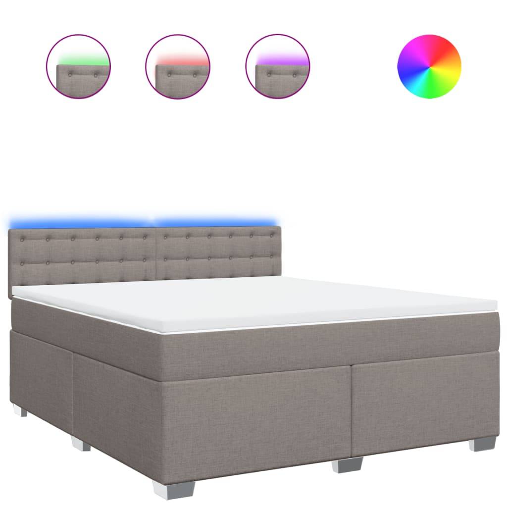 vidaXL Boxspringbett mit Matratze Taupe 180x200 cm Stoff