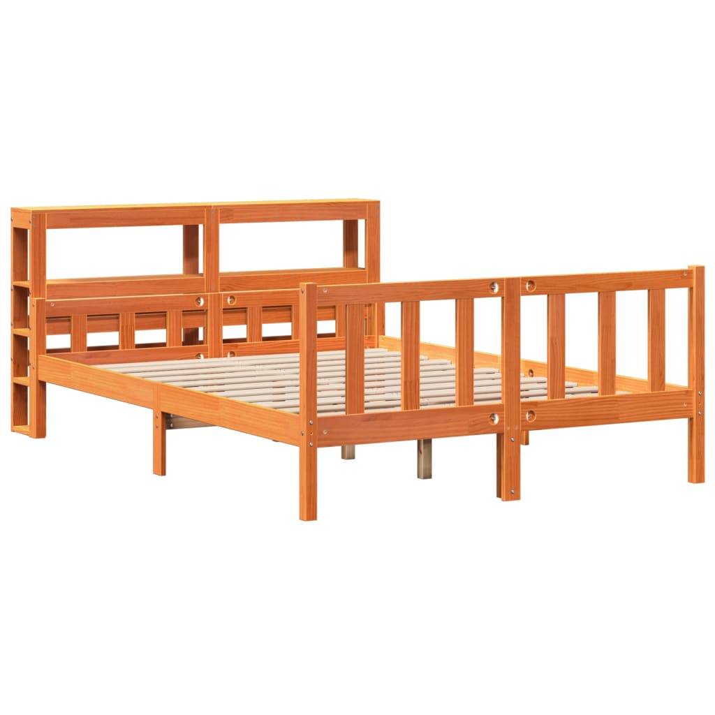 vidaXL Bettgestell mit Kopfteil ohne Matratze Wachsbraun 150x200 cm
