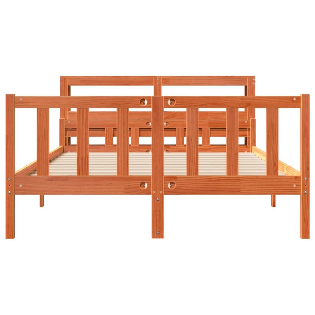 vidaXL Bettgestell mit Kopfteil ohne Matratze Wachsbraun 150x200 cm