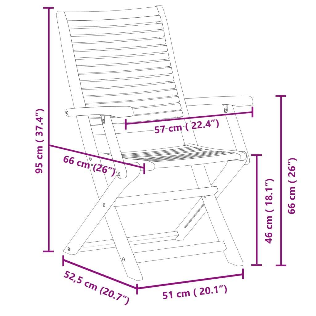vidaXL Gartenstühle mit Armlehnen 2 Stk. Klappbar Massivholz Akazie