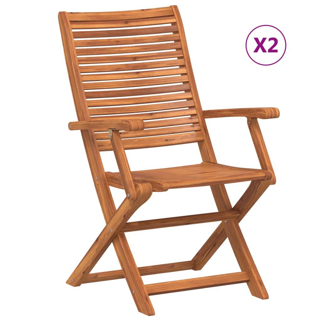 vidaXL Gartenstühle mit Armlehnen 2 Stk. Klappbar Massivholz Akazie
