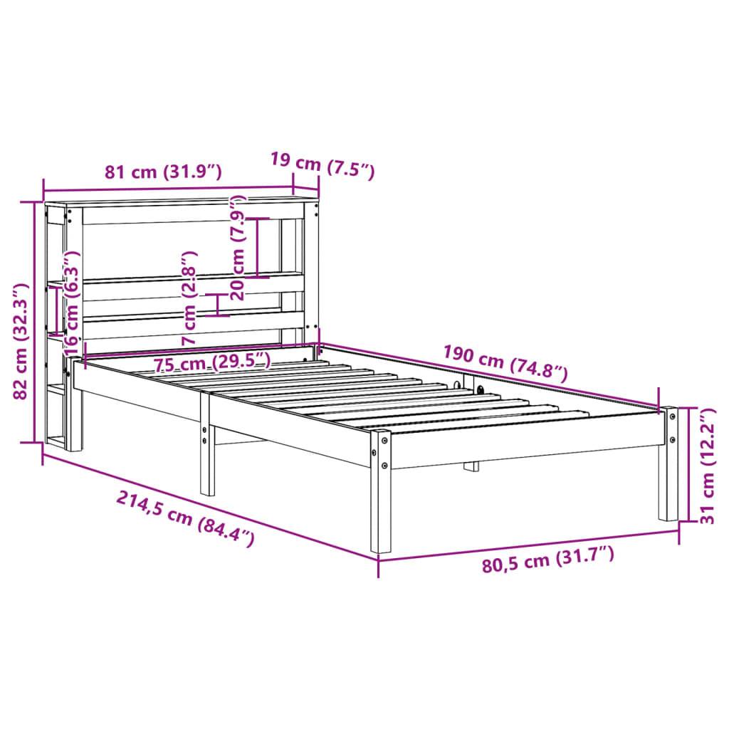 vidaXL Massivholzbett ohne Matratze 75x190 cm Kiefernholz