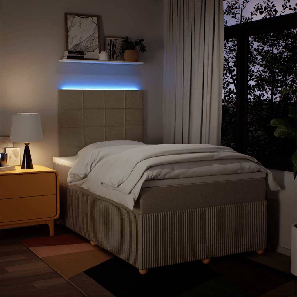 vidaXL Boxspringbett mit Matratze Creme 120x200 cm Stoff
