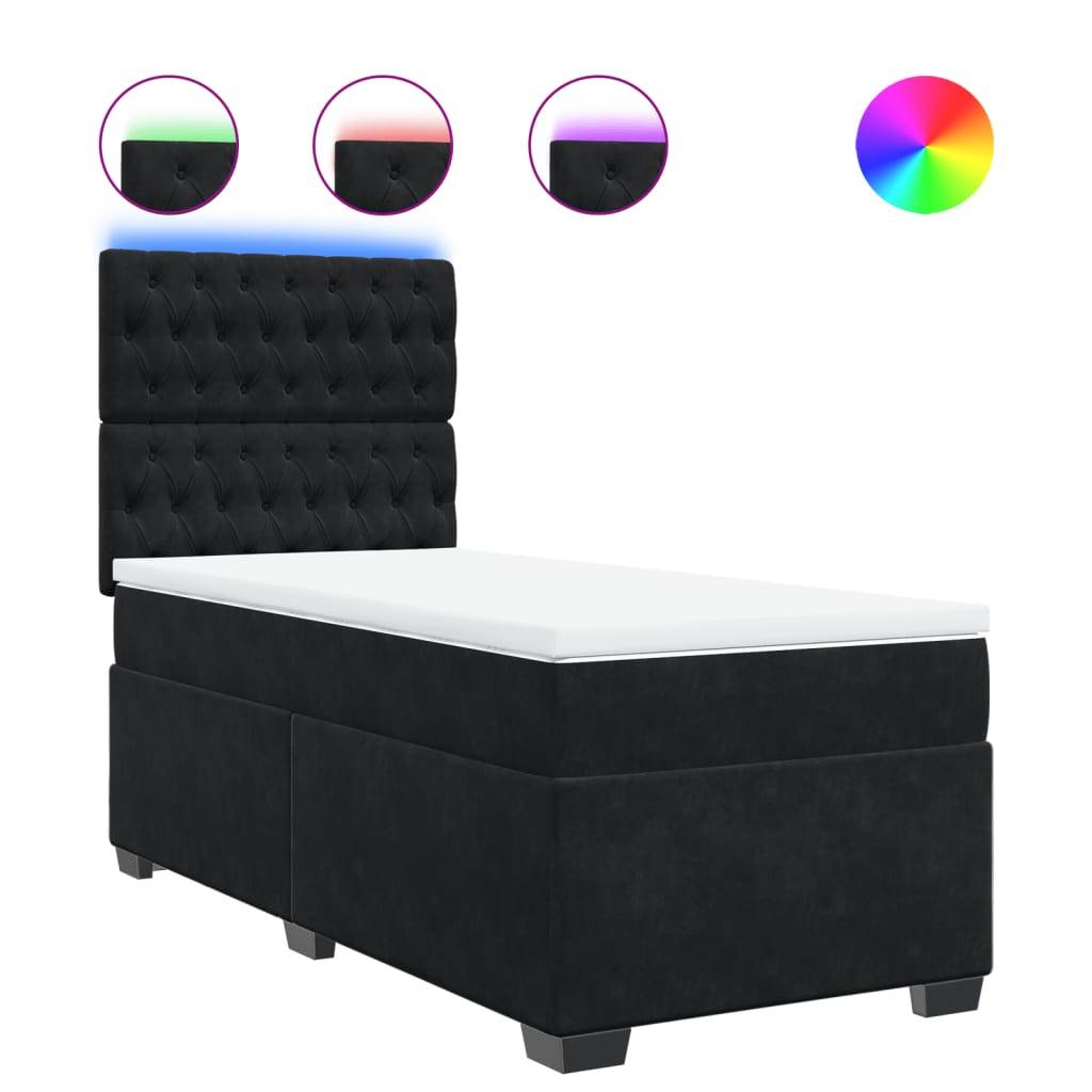 vidaXL Boxspringbett mit Matratze Schwarz 90x200 cm Samt