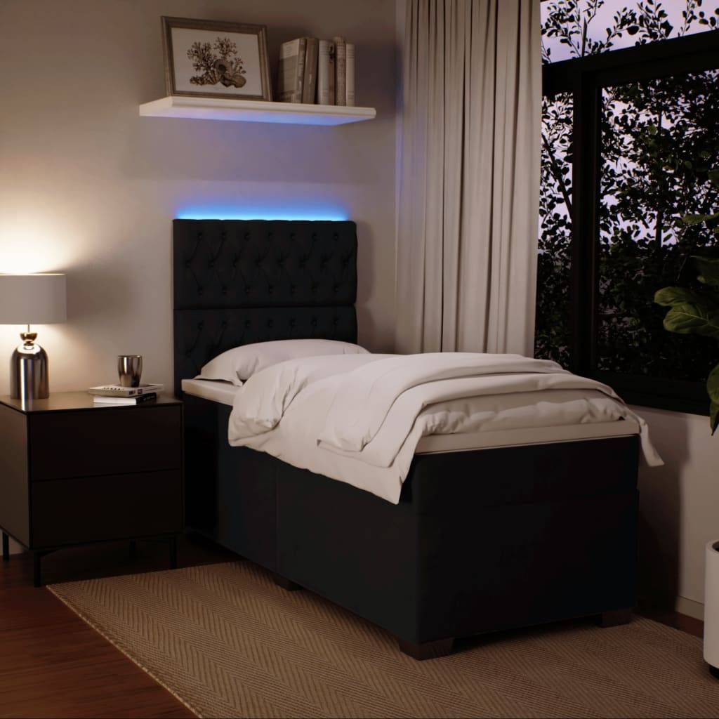 vidaXL Boxspringbett mit Matratze Schwarz 90x200 cm Samt