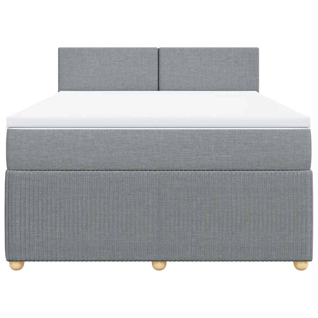vidaXL Boxspringbett mit Matratze Hellgrau 140x190 cm Stoff